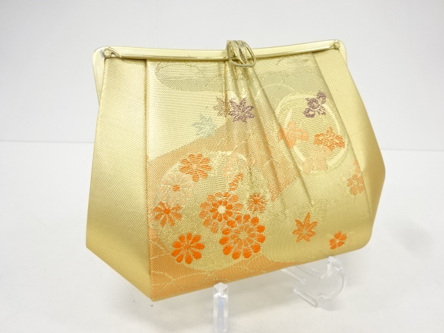 リサイクル　佐賀錦花丸文様織り出し和装バッグ